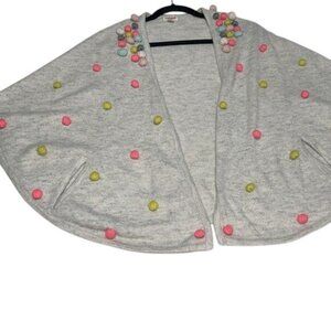 Cat & Jack L/XL Gray Cardigan With Colorful Pom Poms Cozy Knit Made From Recycle
